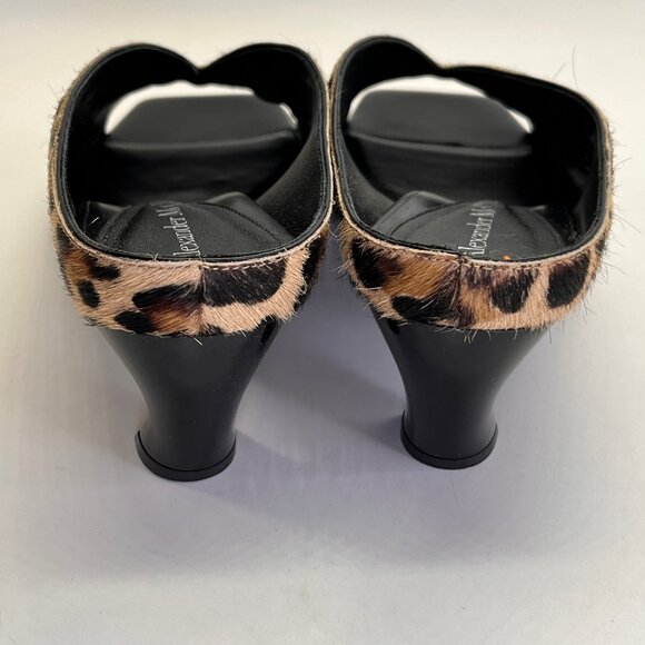 Alexander McQueen Leopard Calf Hair Mules Size 37 Open Square Toe Slip-On - Picture 4 of 16